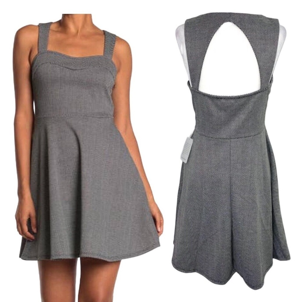 VANITY ROOM Ponte Fit N Flare Dress In Herringbone